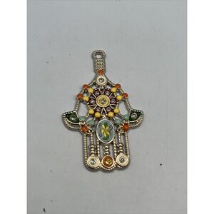Hamsa Hand Evil Eye Protection  Pendant for  Necklace -Silver Color